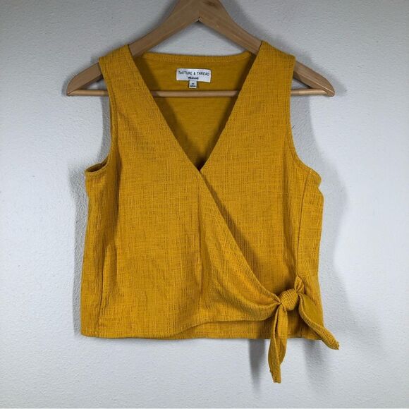 Texture & Thread Madewell Medium Wrap-Tie Tank Top L8969 Yellow Gold XS - Picture 1 of 6